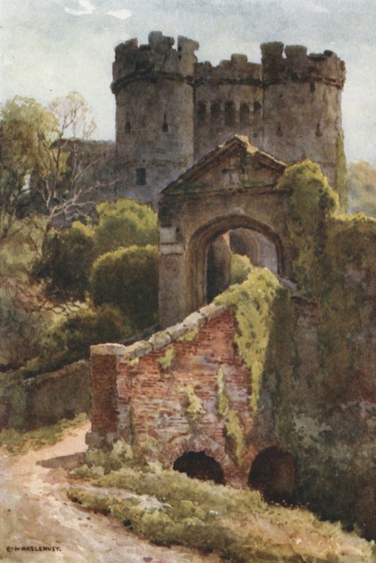 Hrad Carisbrooke (barevné lito) od Ernest William Haslehust