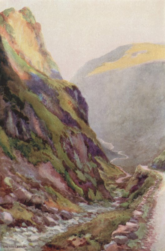 Honister Pass Dawn (barevné lito) od Ernest William Haslehust
