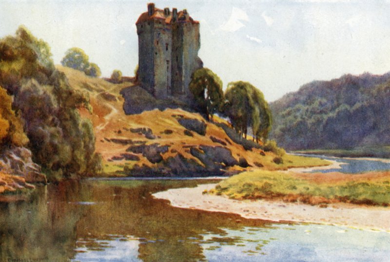 Hrad Neidpath (barevné lito) od Ernest William Haslehust