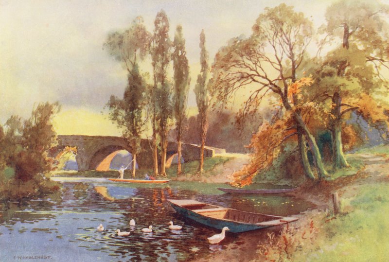 Řeka Temže: Chertsey Bridge (barevná litografie) od Ernest William Haslehust
