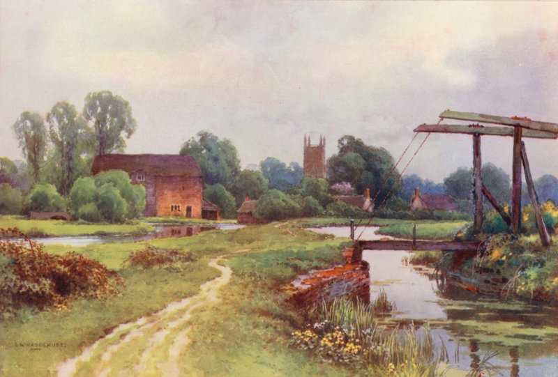 Řeka Temže: Cricklade (barevná litografie) od Ernest William Haslehust
