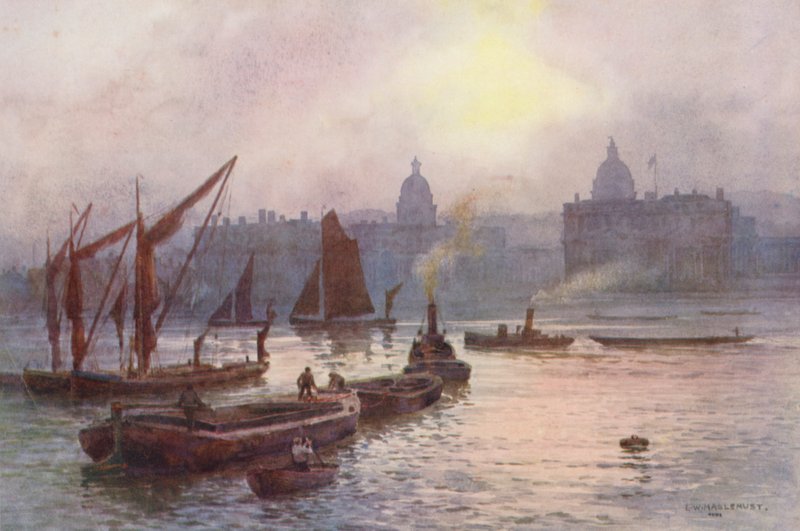Řeka Temže: (barevná litografie) od Ernest William Haslehust