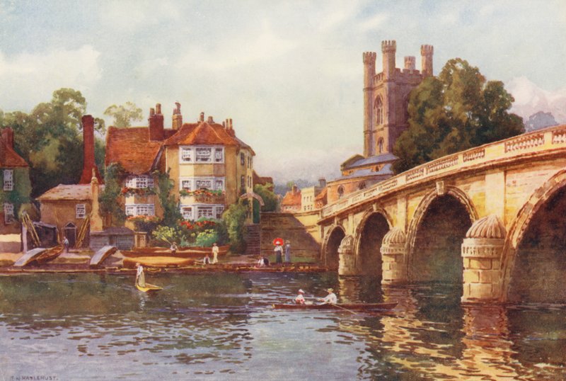 Řeka Temže: Henley Bridge (barevná litografie) od Ernest William Haslehust