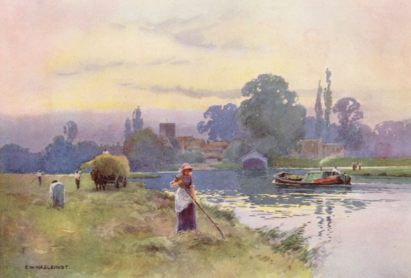 Řeka Temže: Shepperton (barevná litografie) od Ernest William Haslehust