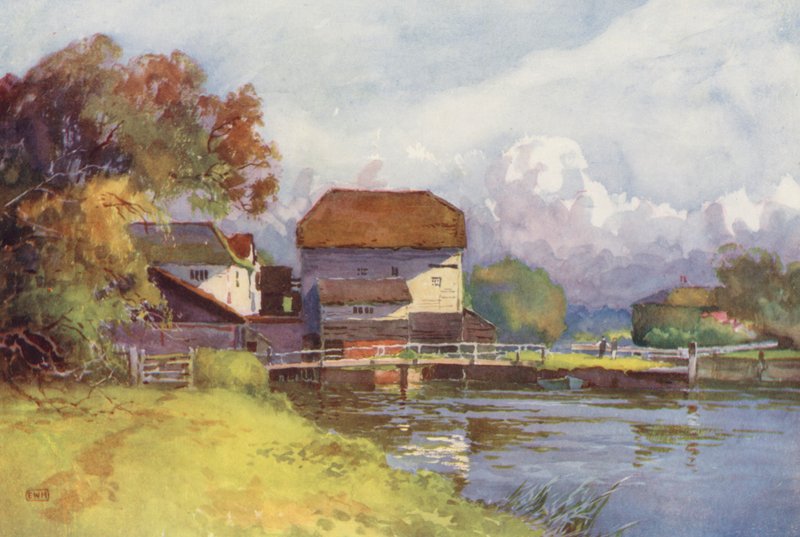 Řeka Temže: Shiplake Mill (barevná litografie) od Ernest William Haslehust
