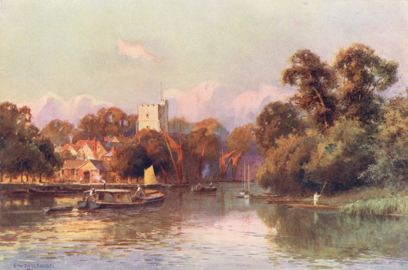 Řeka Temže: Twickenham (barevná litografie) od Ernest William Haslehust
