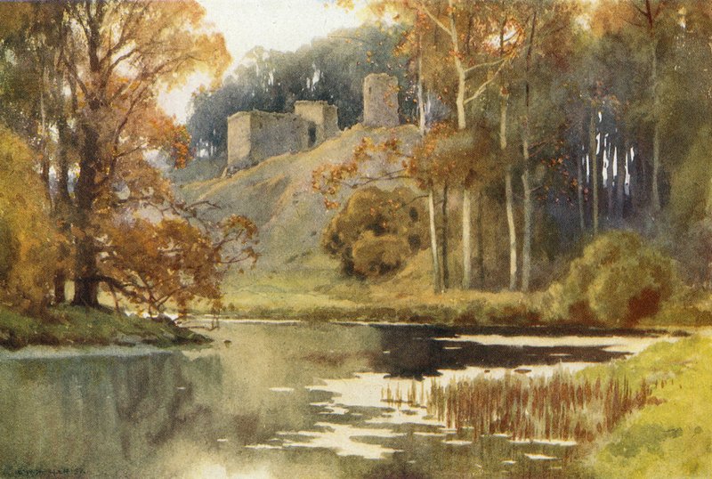 Hrad Roxburgh (barevné lito) od Ernest William Haslehust