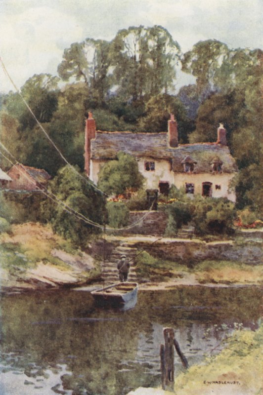 The Ferry, Overton-on-Dee (barevné lito) od Ernest William Haslehust