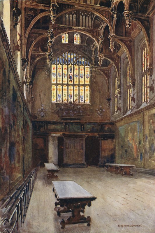 Velká síň (barevná lito) od Ernest William Haslehust