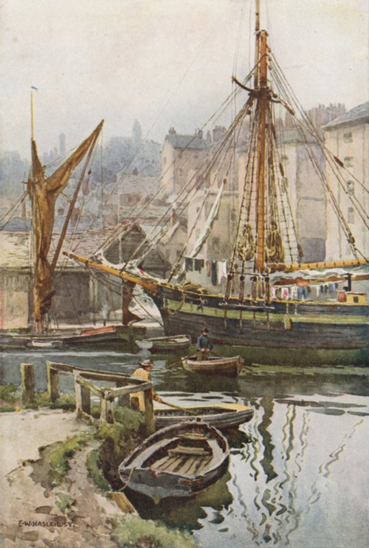Nábřeží v Exeteru (barevné lito) od Ernest William Haslehust