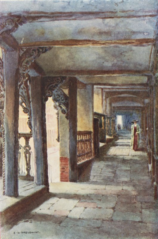 The Rows, Watergate Street (barevné lito) od Ernest William Haslehust