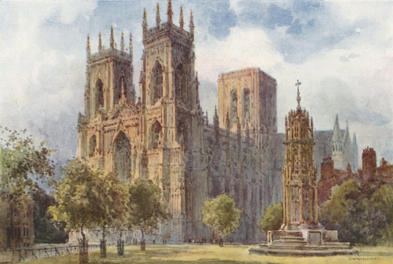 York Minster (barevné lito) od Ernest William Haslehust