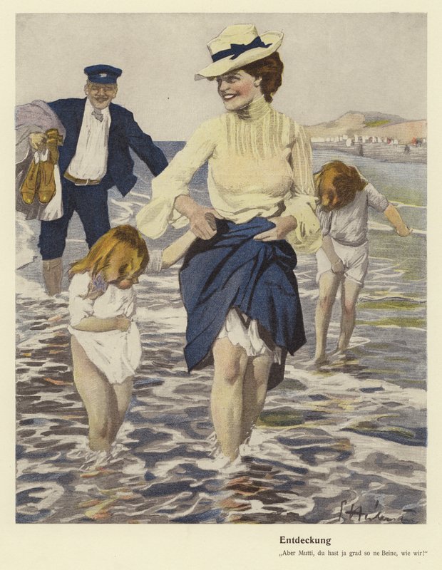 Rodina u moře (barva litho) od Ernst (after) Heilemann