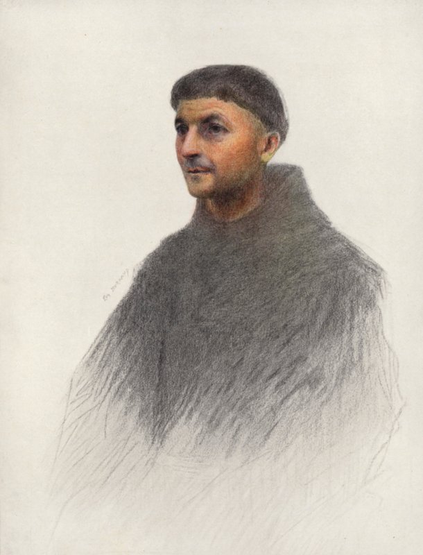 Mnich (barevná litografie) od Eugene (after) Burnand