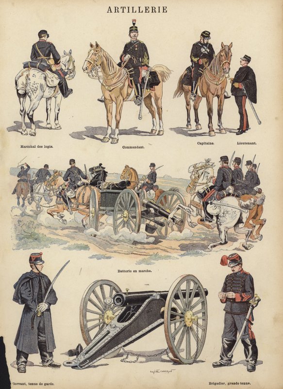 Dělostřelectvo francouzské armády (barva litho) od Eugene Chaperon