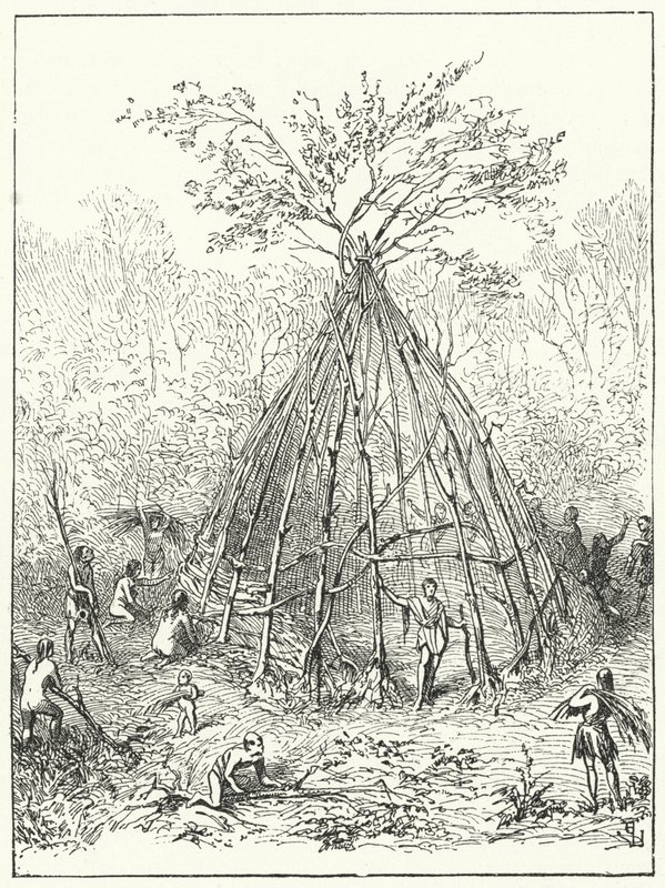 Rané lidské obydlí od Eugene Emmanuel after Viollet le Duc