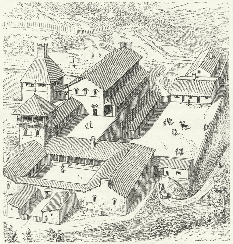 Merovejský královský palác od Eugene Emmanuel after Viollet le Duc