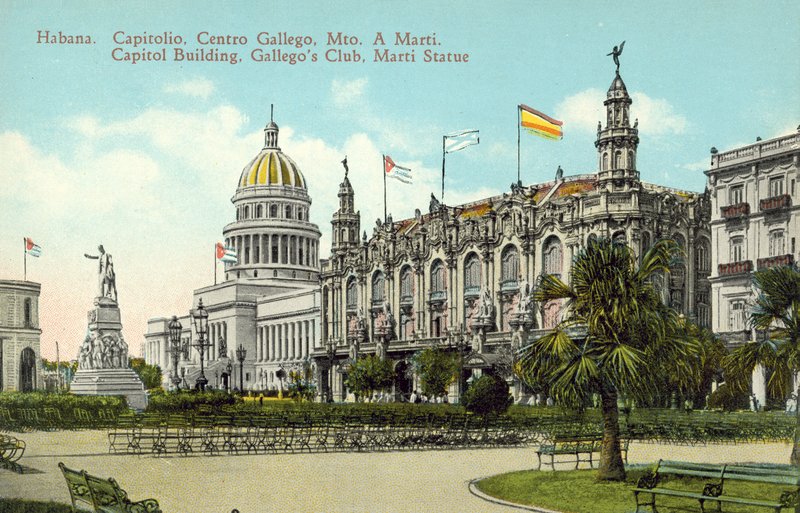 Havana, Kuba, budova Kapitolu, klub Gallegos, socha Marti od European Photographer
