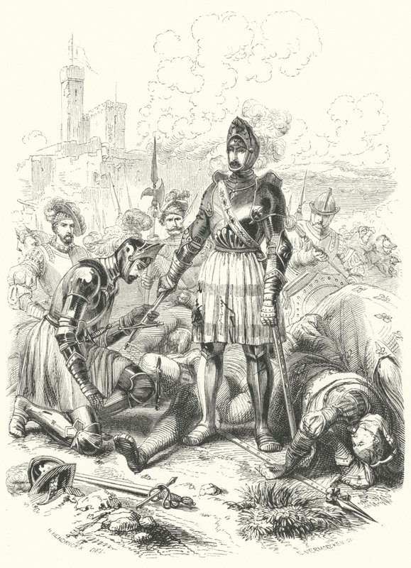 František I. Francouzský se vzdává Španělům v bitvě u Pavie, 1525 od European School