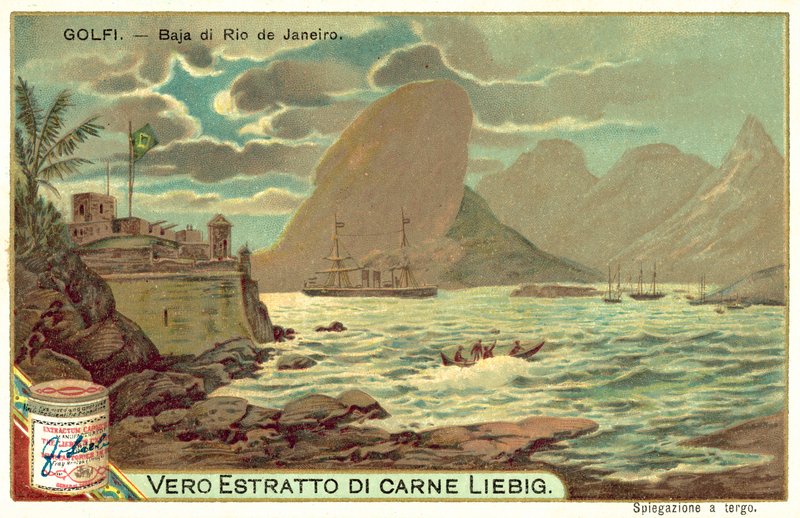 Zátoka Rio de Janeiro, Brazílie (chromolitho) od European School