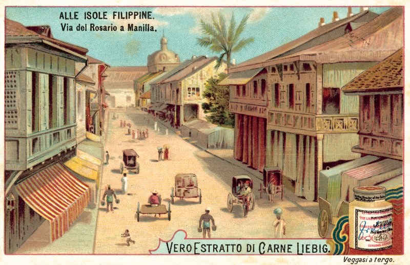 Calle Rosario, Manila (chromolitho) od European School