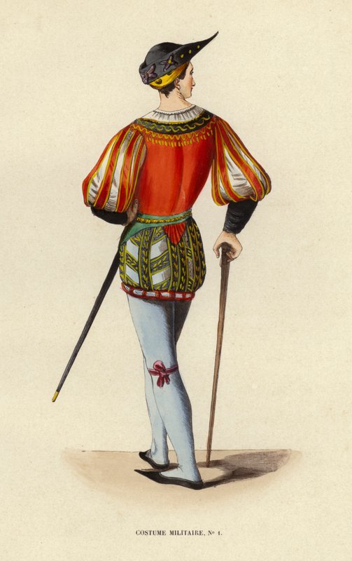 Costume Militaire (barevná rytina) od European School
