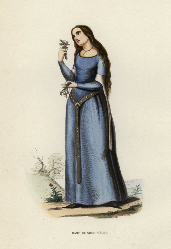 Lady Of The 13th Century (barevná rytina) od European School