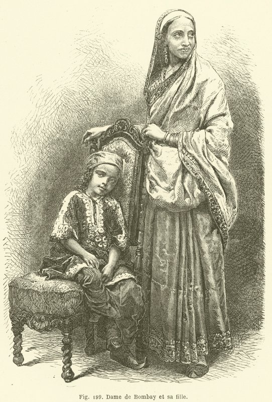 Lady of Bombay a její dcera (rytina) od European School