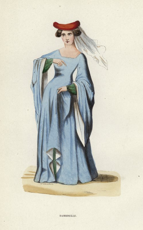 Damoiselle (barevná rytina) od European School