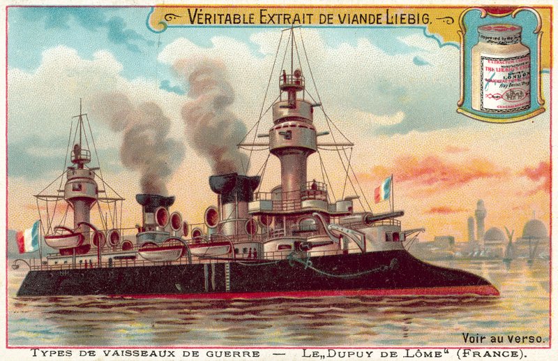 Francouzský obrněný křižník Dupuy de Lome (chromolitho) od European School