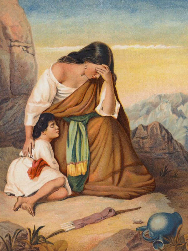 Hagar a Izmael (barevná litografie) od European School