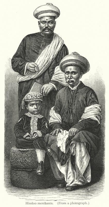 Hindoo obchodníci (rytina) od European School