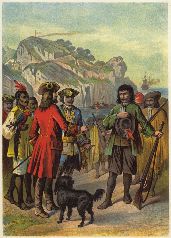 Ilustrace k filmu Robinson Crusoe (barevná litografie) od European School