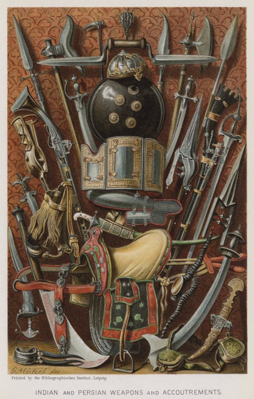 Indické a perské zbraně a vybavení (chromolitho) od European School