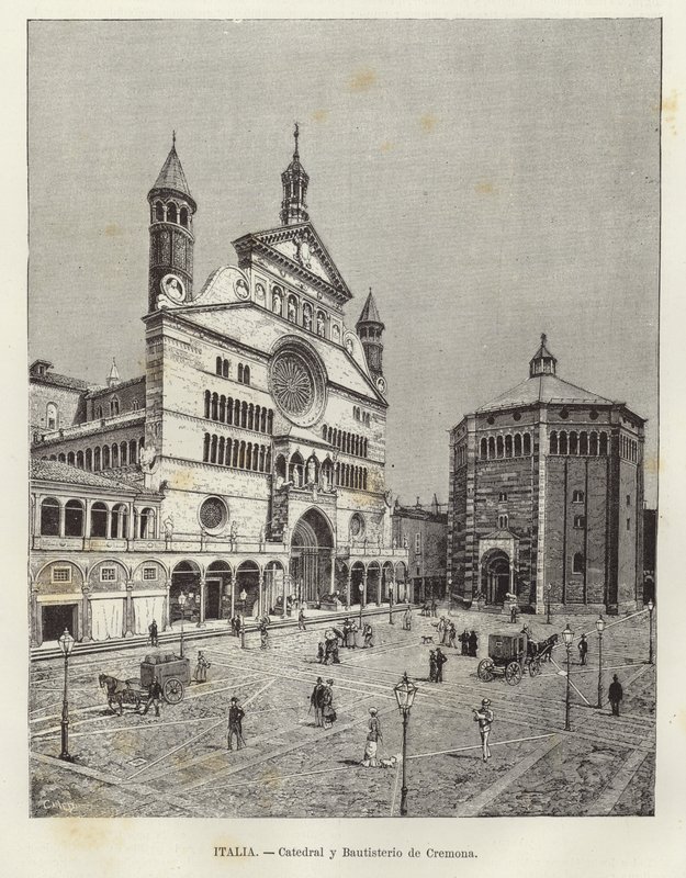 Itálie - Cremonská katedrála a baptisterium od European School