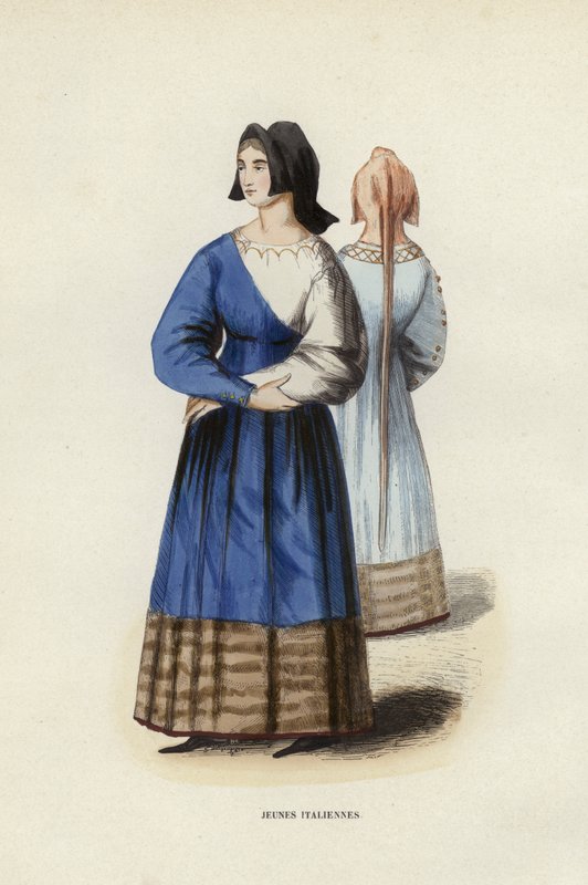 Jeunes Italiennes (barevná rytina) od European School