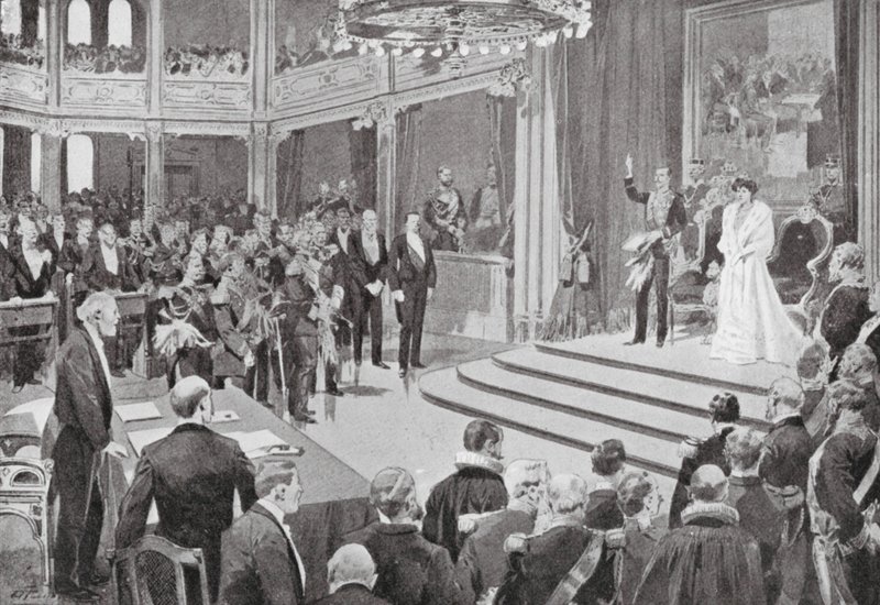 Král Haakon skládá přísahu od European School