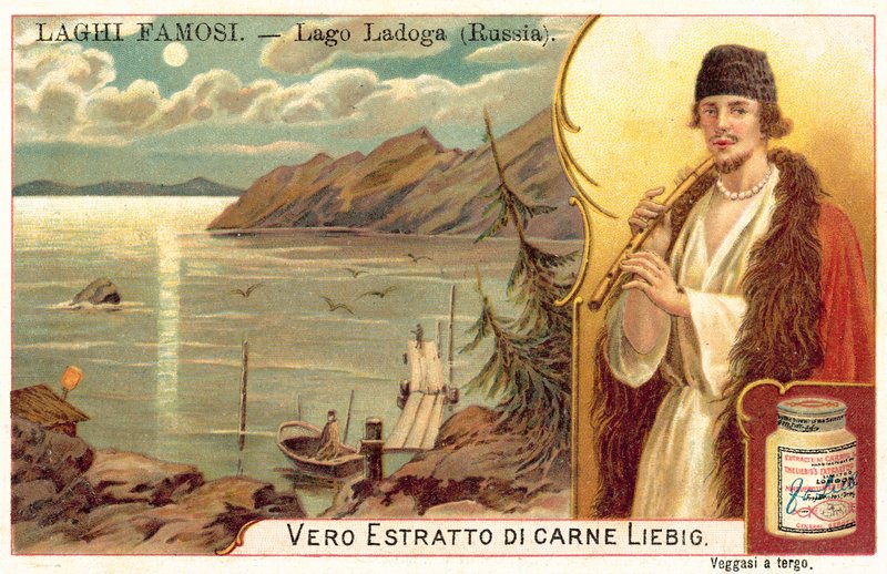Ladožské jezero, Rusko (chromolitho) od European School