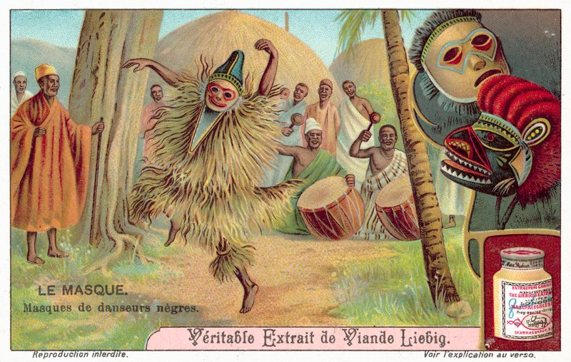 Masky afrických tanečníků (chromolitho) od European School