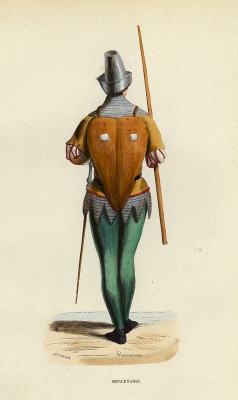 Mercenaire (barevná rytina) od European School