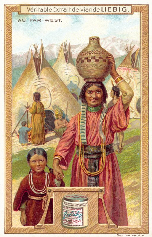 Indiánská vesnice (chromolitho) od European School