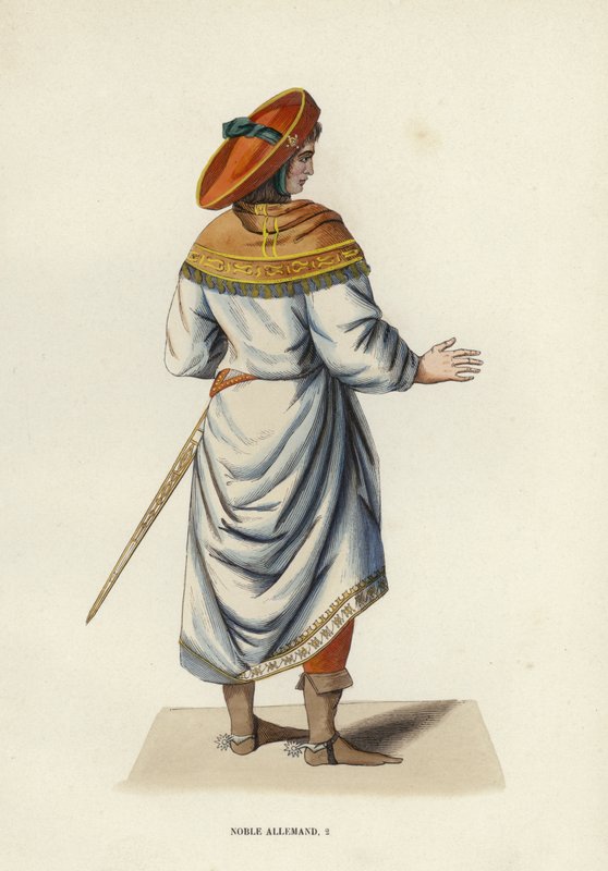 Noble Allemand (barevná rytina) od European School