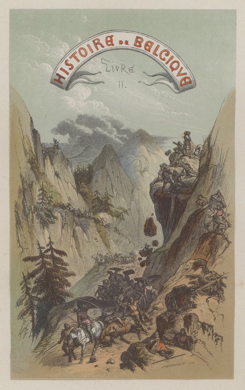 Římská armáda překračující Pyreneje (barevná rytina) od European School