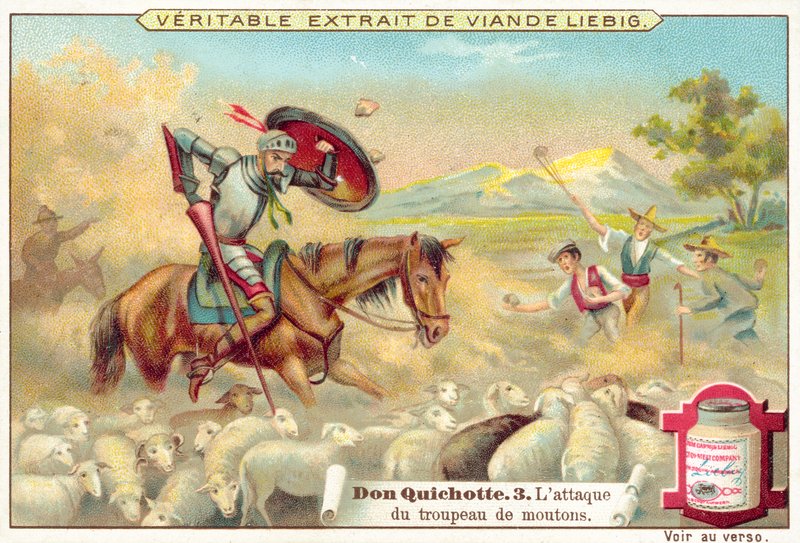 Scéna z Dona Quijota (chromolitho) od European School