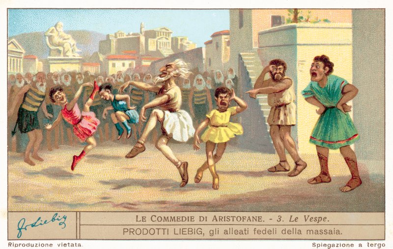 Scéna z The Wasps (chromolitho) od European School