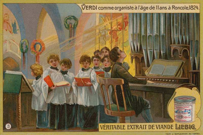 Verdi hrající na varhany v Roncole od European School