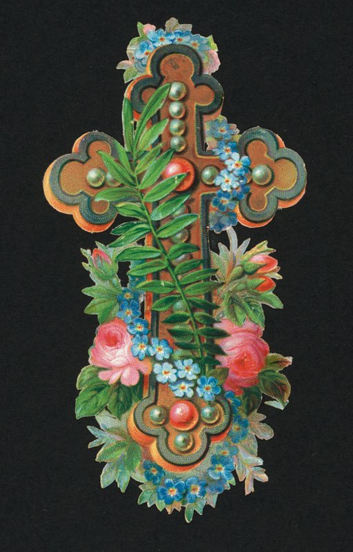 Viktoriánské zbytky: Svatý kříž (chromolitho) od European School