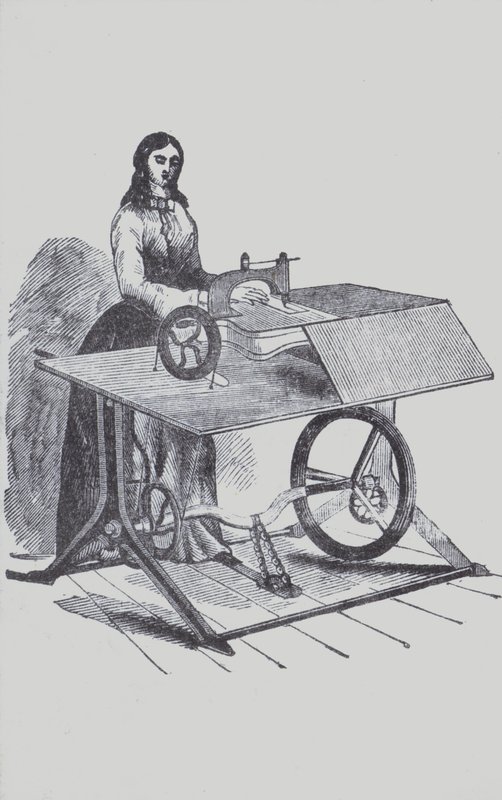 Žena používající šicí stroj (litho) od European School