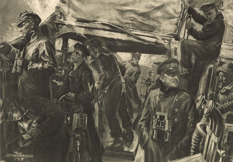 Na můstku torpédového člunu při nočním průzkumu od Felix Schwormstadt