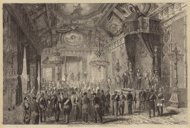 Recepce Napoleonem III., v trůnním sále Tuileries, na Nový rok od Felix Thorigny
